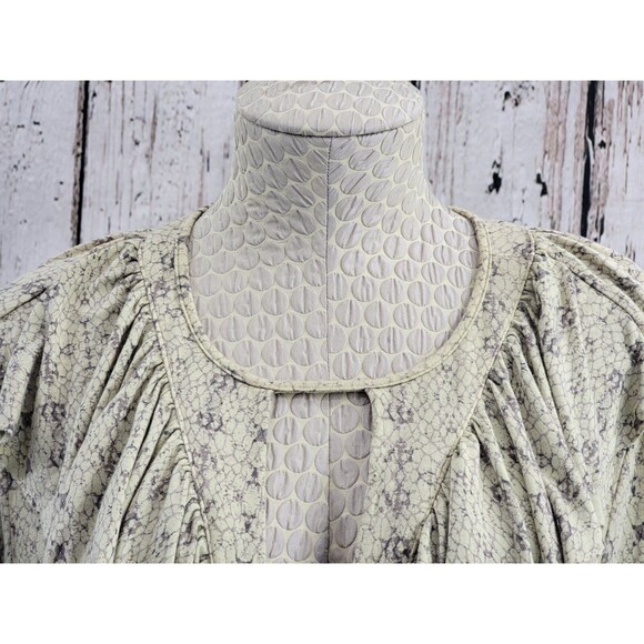 ALK Women's Medium Anama Ruffle V Neck Peasant Button Down Blouse Shirt Top EUC - Picture 5 of 14